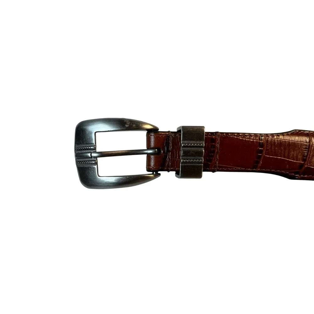 Zep-Pro Men's Brown Croc Embossed Leather Boston University Belt  Size 38